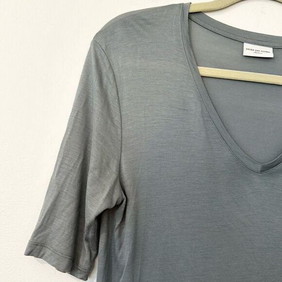 Dries Van Noten Sage V-Neck Top M - Picture 2 of 6